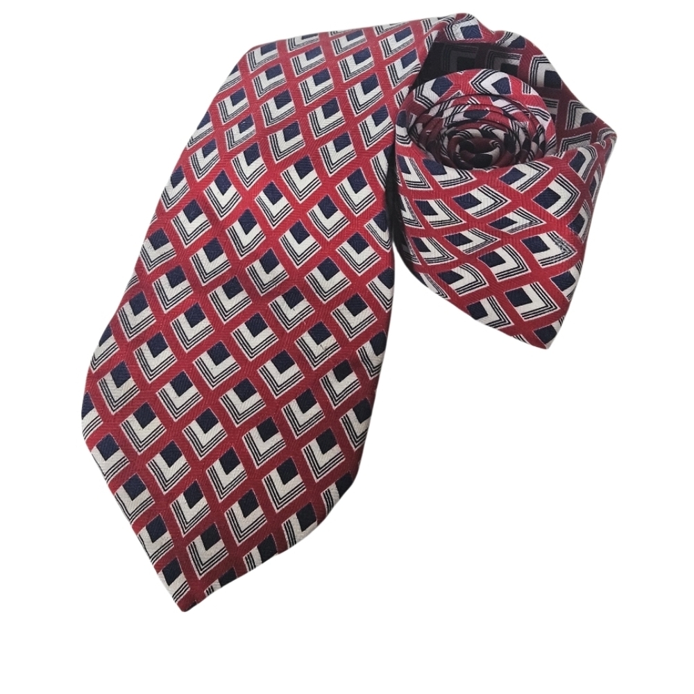 Liberty of London Silk Tie Geometric Red White Blue